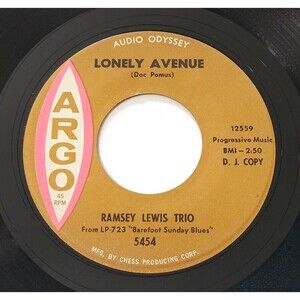 Ramsey Lewis Trio - Lonely Avenue / Come On Baby 45 RPM Promo Argo M- Jazz '63